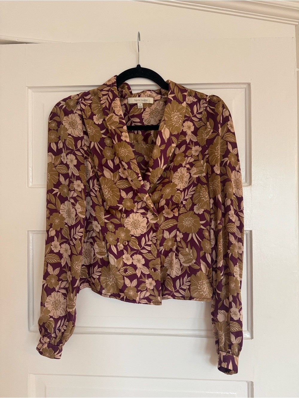 Favorite Daughter Plum and Tan Floral Button-Front Blouse
